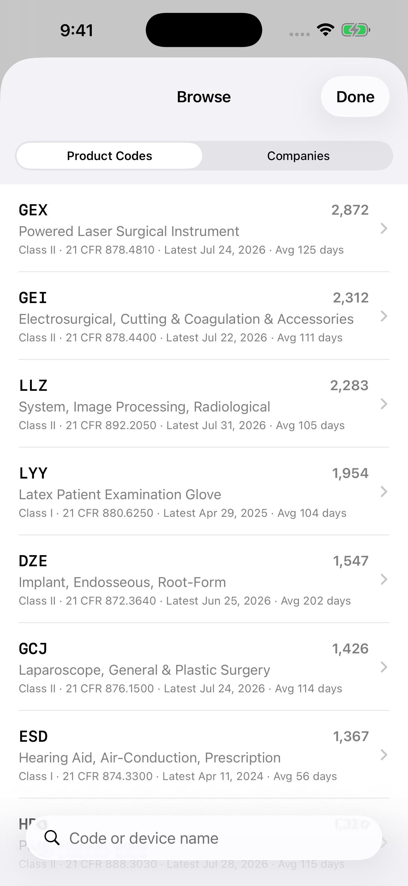 Premarket Search screenshot