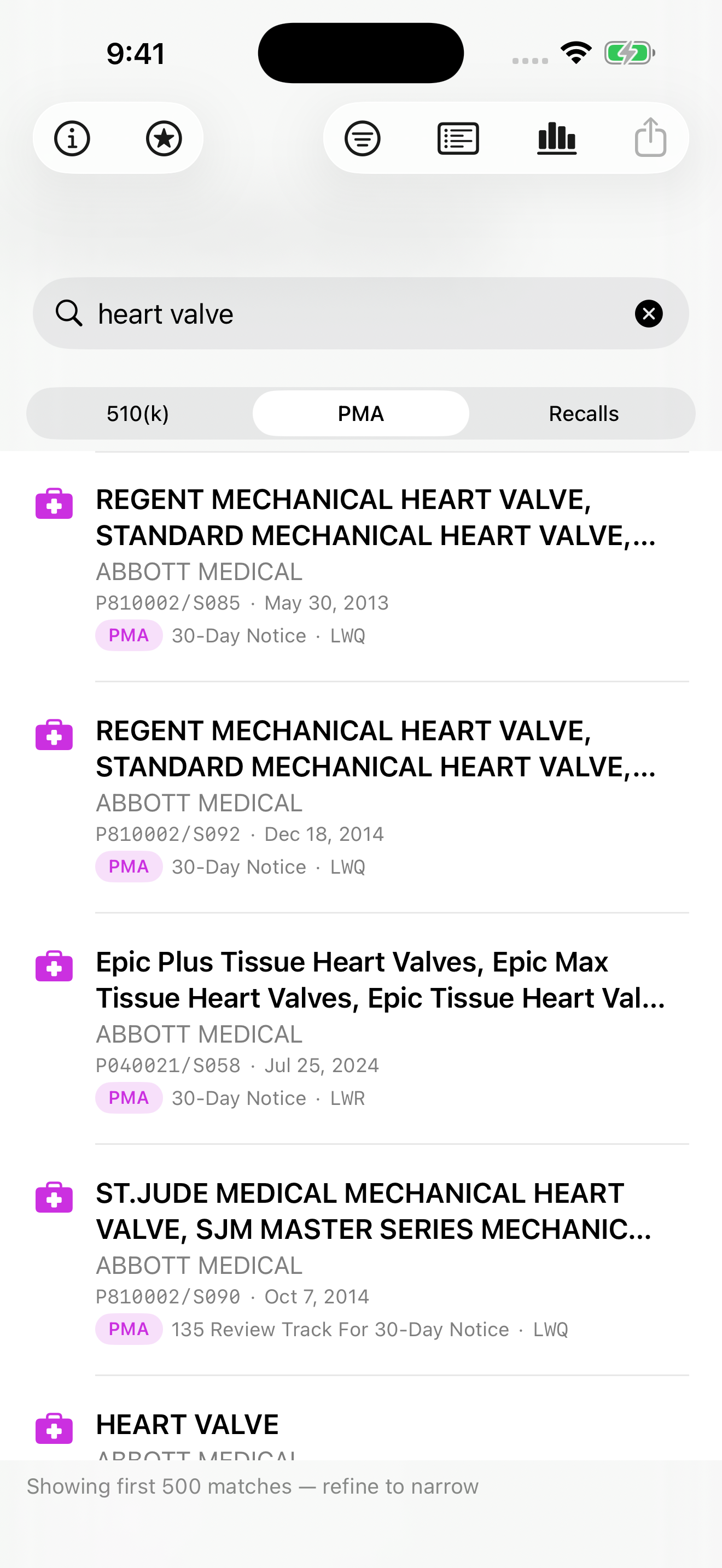 Premarket Search screenshot